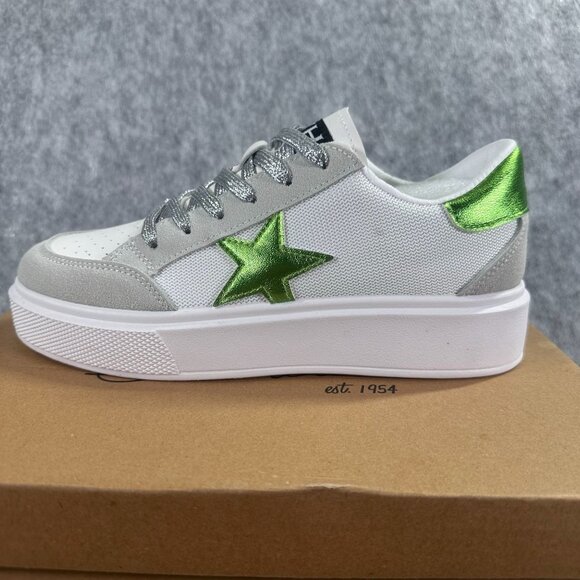 Havana Shoes - Havana Womens Sneakers Size 8.5 White Green Leather Suede Platform Sole Metallic